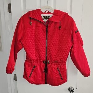 NILS SKIWEAR Women Quilted Anorak Style Hooded Jacket - Red SIZE 8